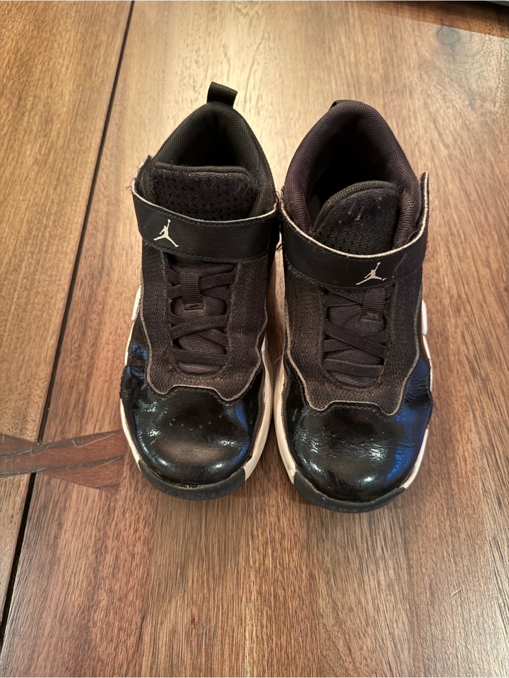 Jordan Kids Black and White Hook-and-Loop Basketball Sneakers